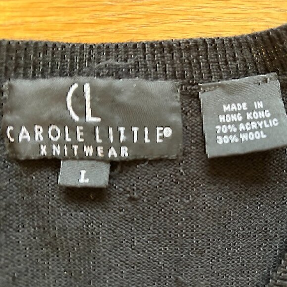 Vintage Carole Little Knitwear Cardigan embroidered floral knot button detailing - Picture 8 of 10